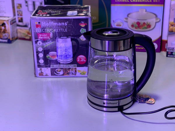 Hoffmans Electronics Electric Tea Kettle 2.2L with Transparent Glass