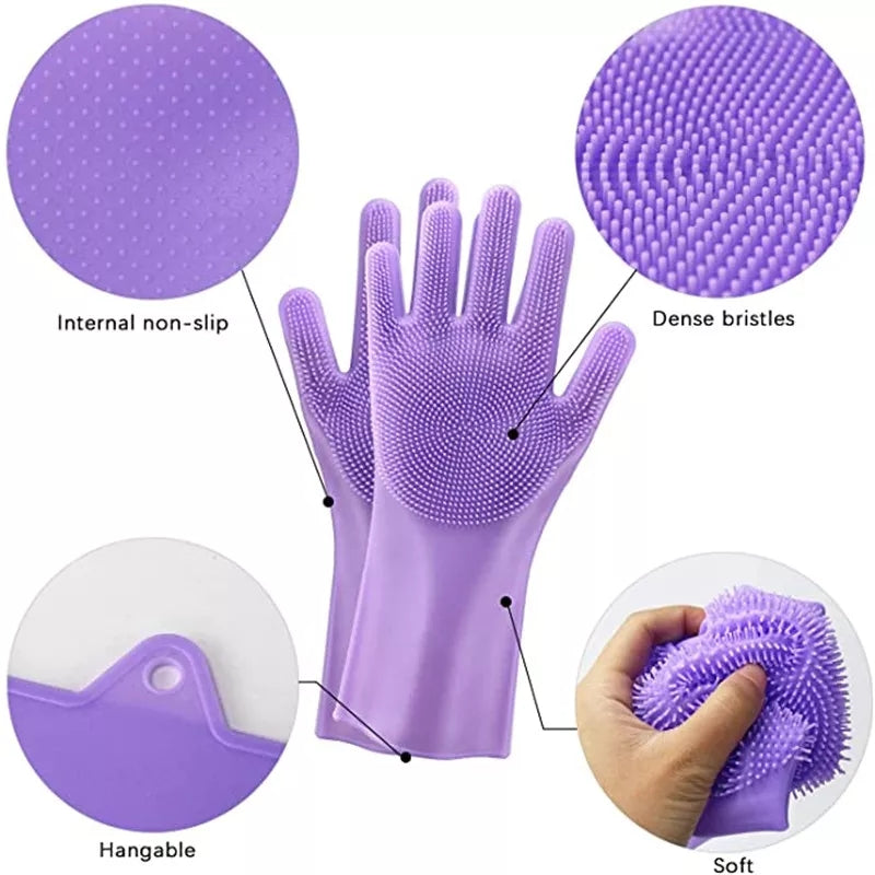 Magic Silicone Dish Washing Rubber Gloves Heat Resistant