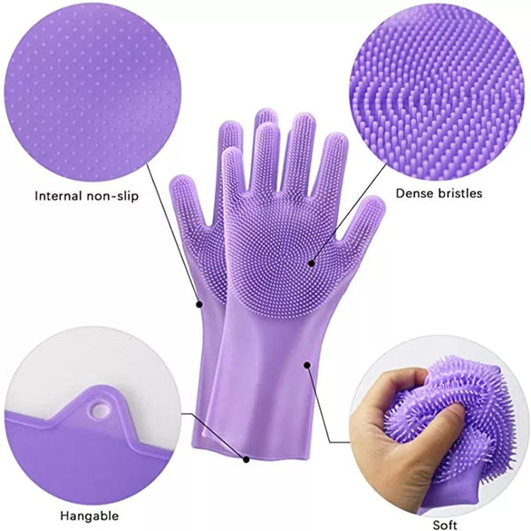 Magic Silicone Dish Washing Rubber Gloves Heat Resistant