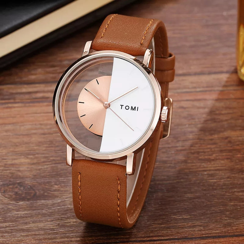 Tomi Brand Slim Luxury Leather Strap Wrist Watch TM105