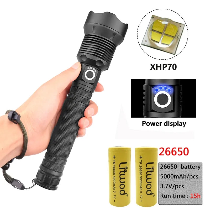 Long Range 9000-Lumens LED Rechargeable Super Bright Flashlight