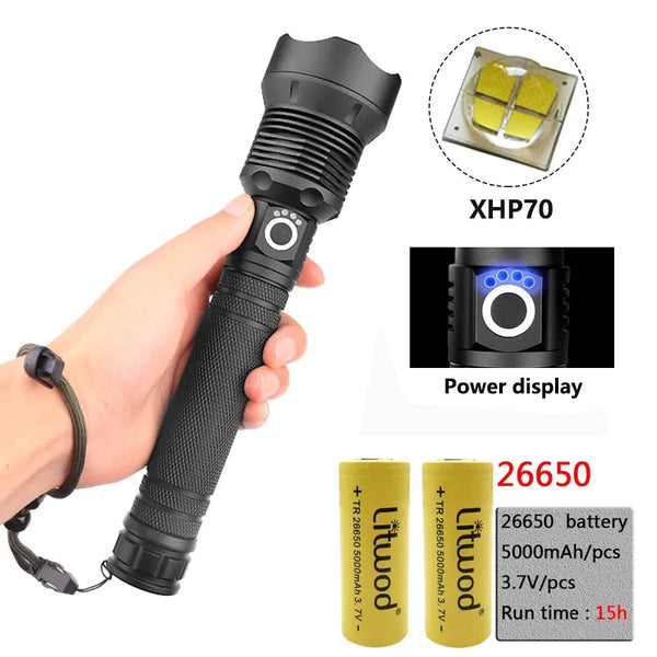 Long Range 9000-Lumens LED Rechargeable Super Bright Flashlight