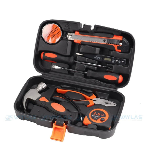 9Pcs Household Hand Tool Kit - Mechanic Tool Set Home Repair Tool Kit with Storage Case