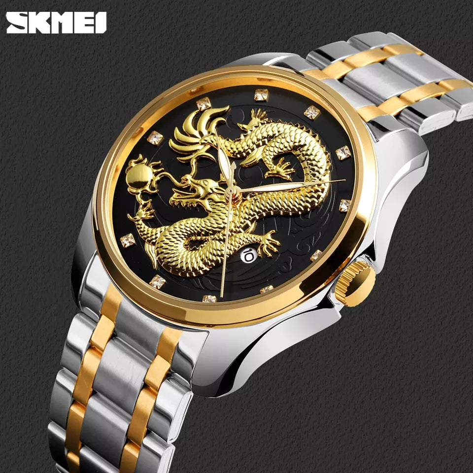 SKMEI Dragon Men Analog Digital Stainless Steel Business Watch