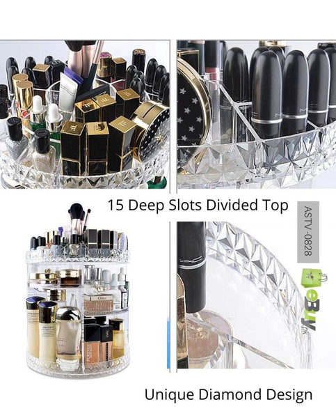 Transparent 360 Rotating Makeup Organizer | Cosmetics Makeup Storage Box | Beauty Organization