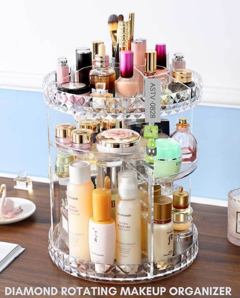 Transparent 360 Rotating Makeup Organizer | Cosmetics Makeup Storage Box | Beauty Organization