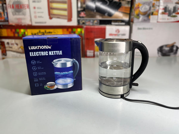 Transparent Glass Electric Tea Kettle 1.7L For Office and Guest House