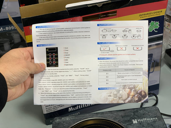 Hoffmans Electronics Infrared Cooker 2200w German Technology