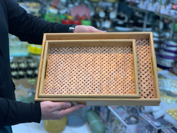 2 Pieces Serving Trays Bamboo