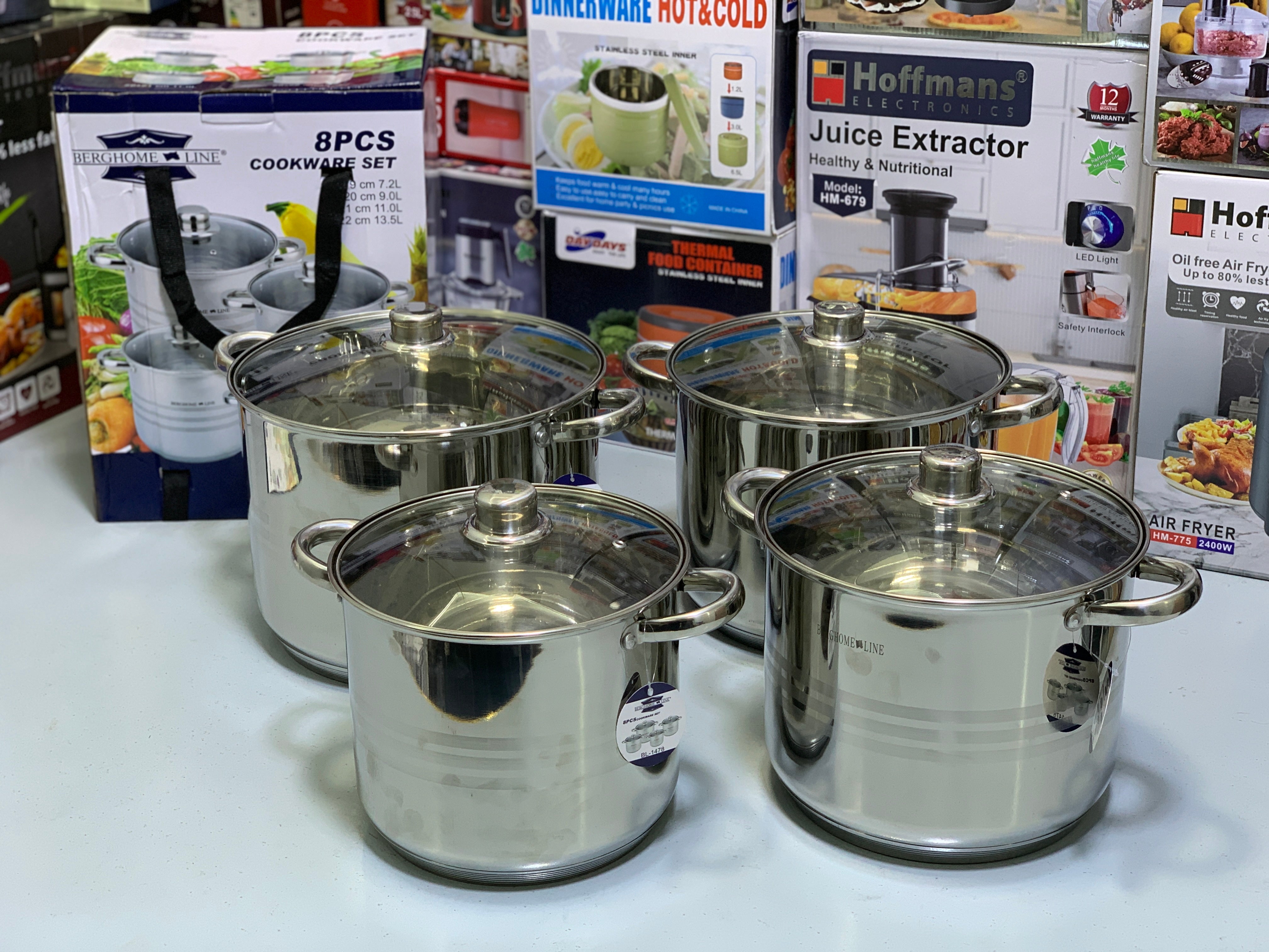 8 Pieces Cookware Set Stainless Steel