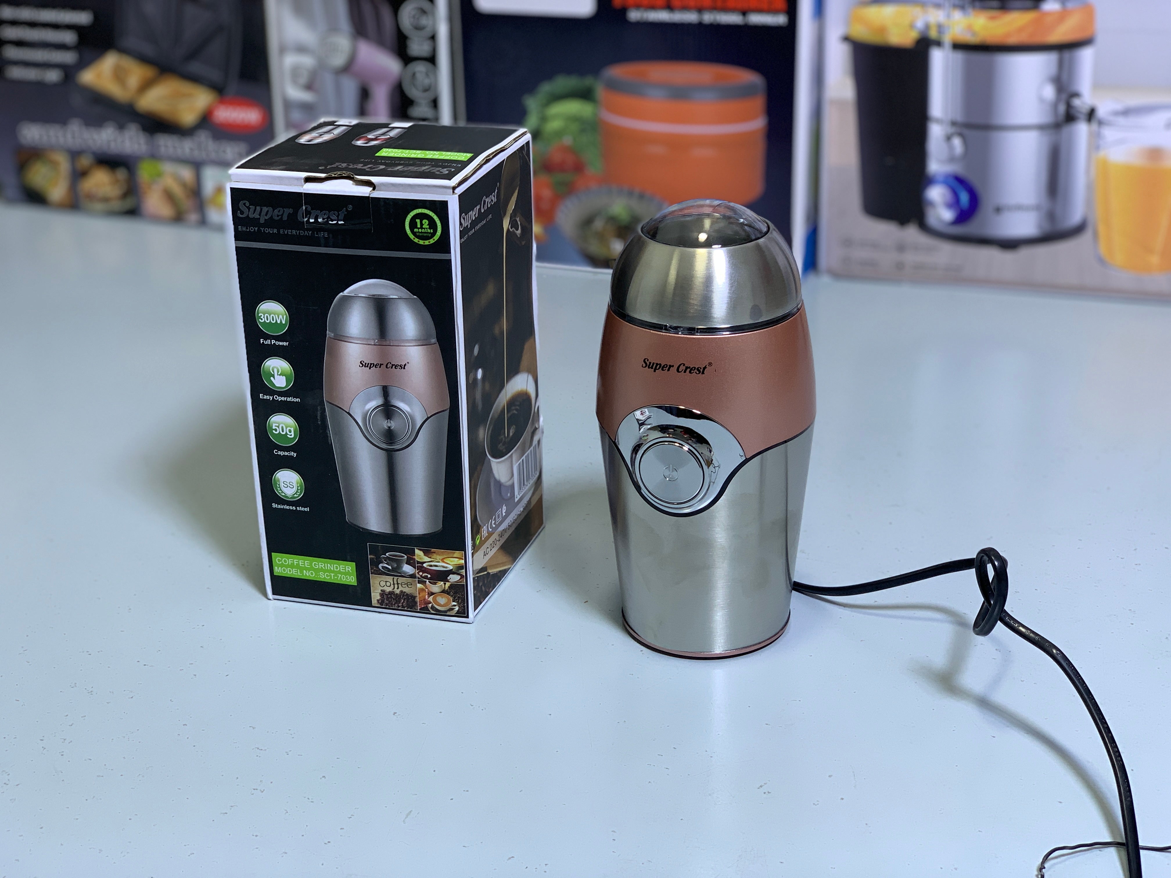 Super Crest Coffee Grinder With Safety Option