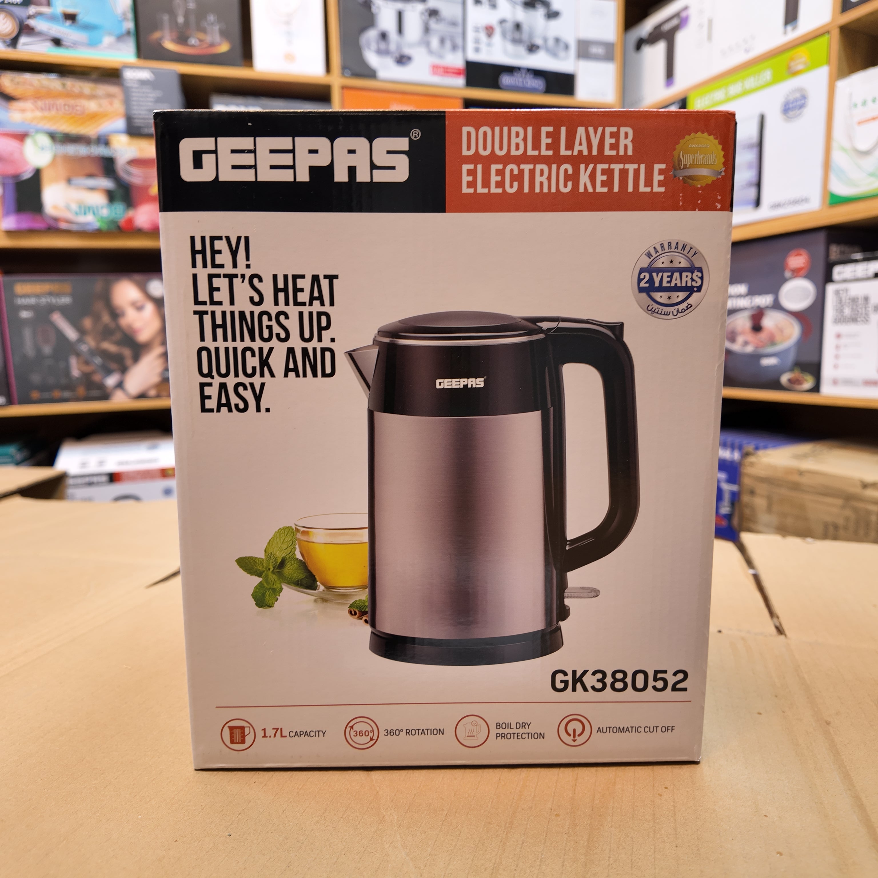 Geepas Double Layer 1.7L Electric Kettle GK38052