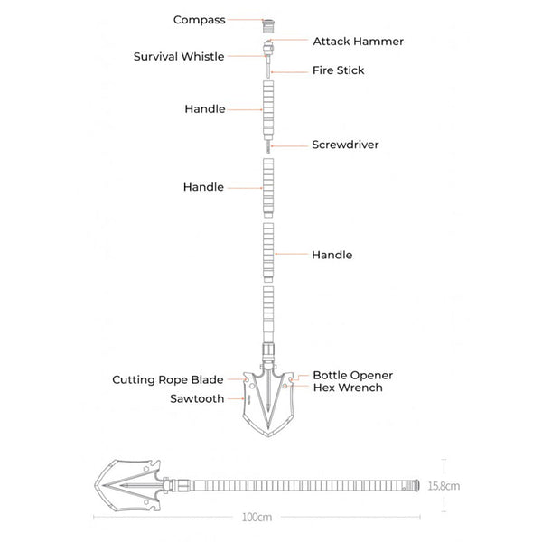 14-in-1 Tactical Camping Shovel