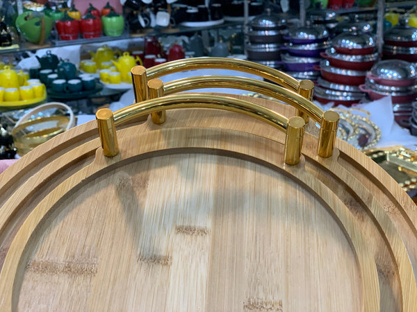 Bamboo Round Shape 3 Pieces Serving Trays