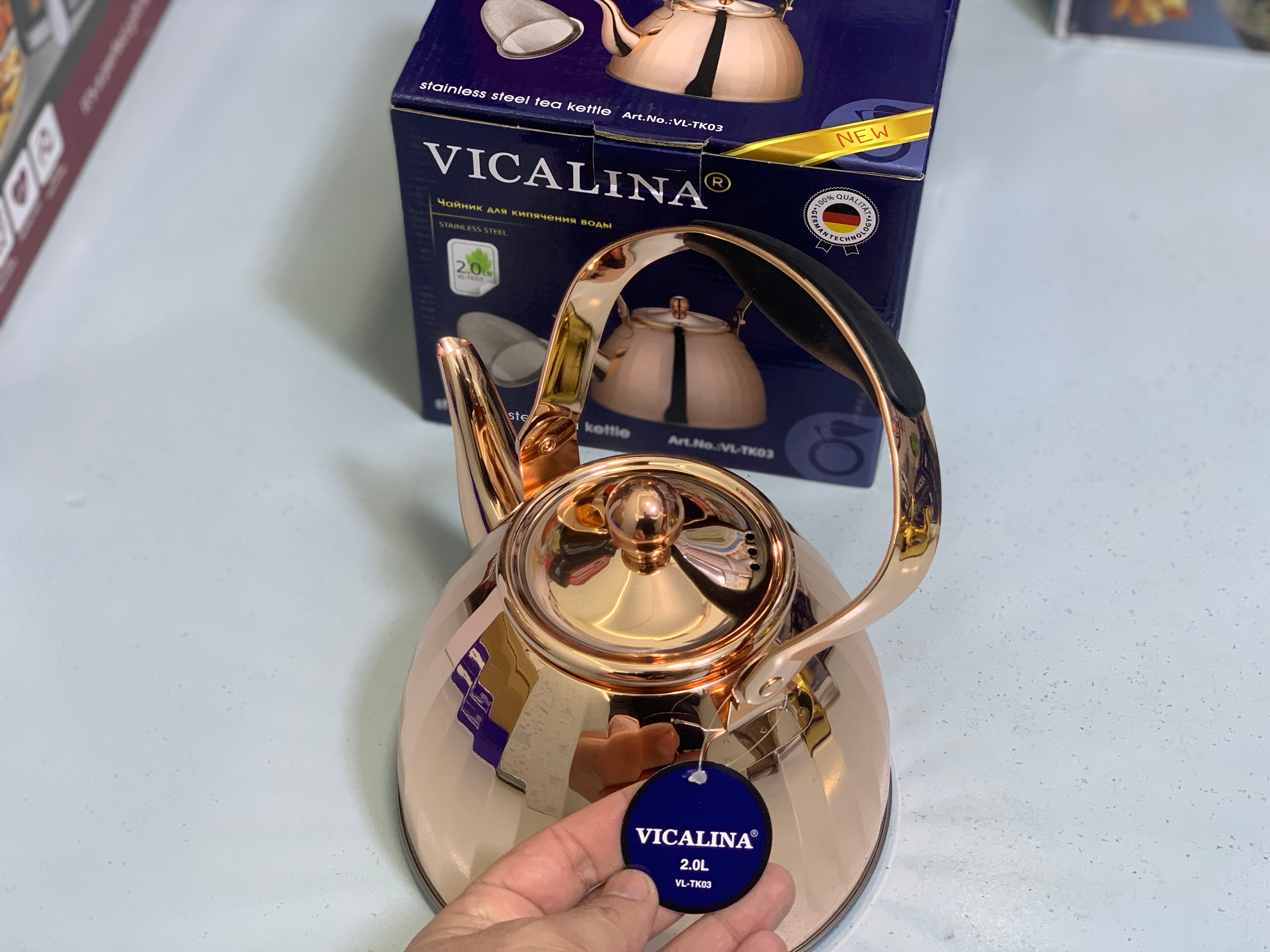 Vicalina Tea Kettles Goldens and Metal