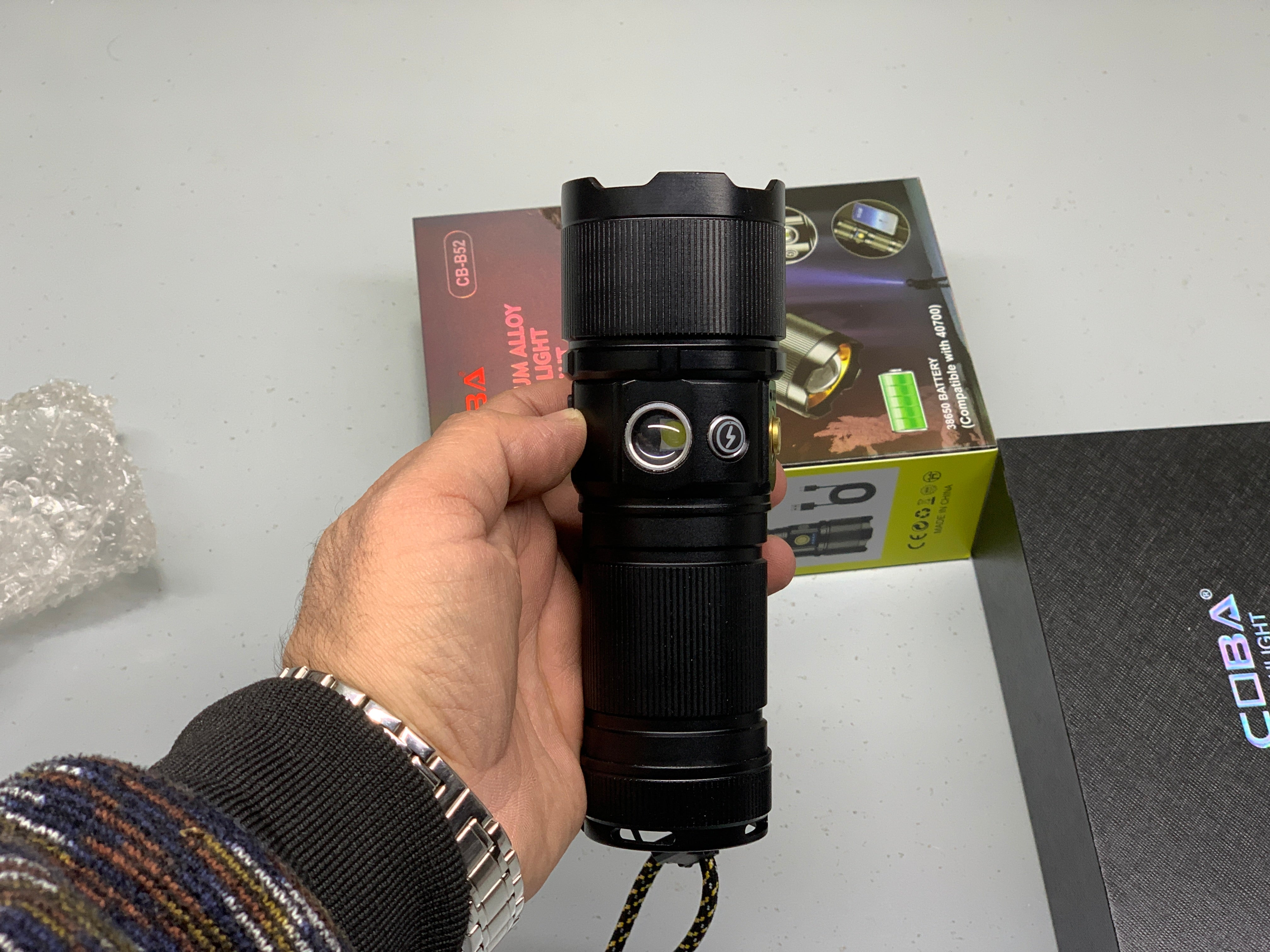 LED Torch Flashlight 1000m Range with Extra COB Light