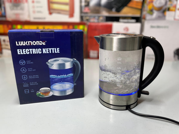 Transparent Glass Electric Tea Kettle 1.7L For Office and Guest House