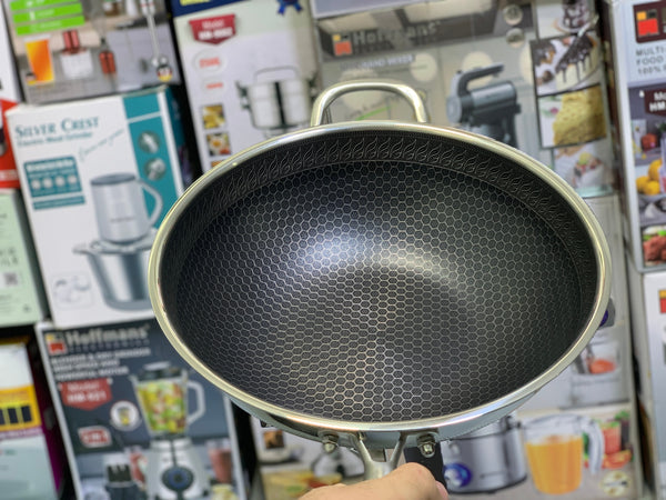 Laser  Coated Deep Frying Pan Non Stick and HoneyComb Pattern