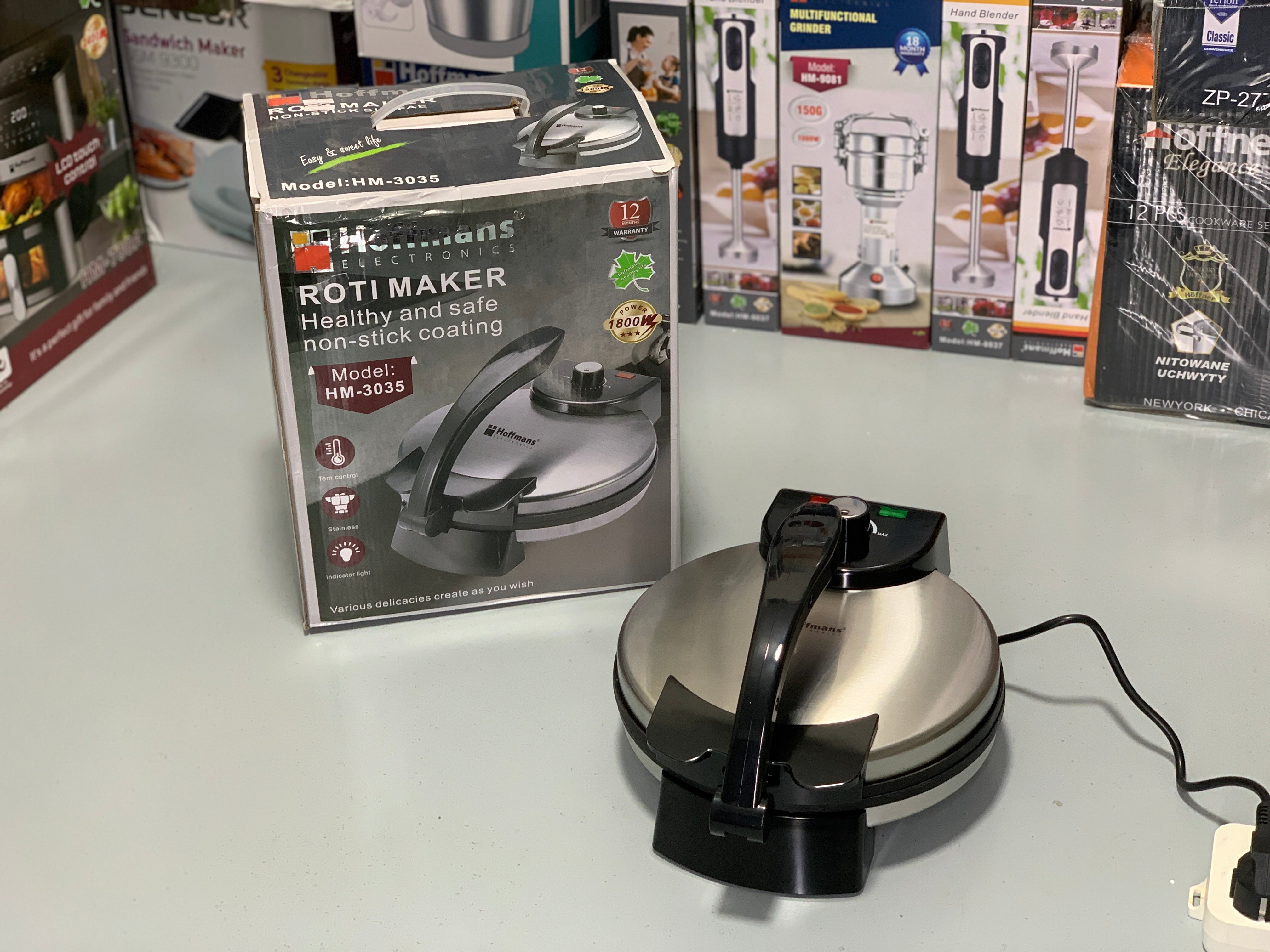 Hoffmans Roti and Pizza Maker 10 Inches Non Stick Coating 1800w