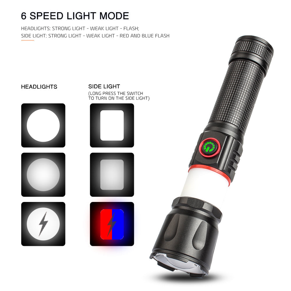 Rechargeable Alloy Flashlights 360 Degree COB Work Light with Strong Magnet