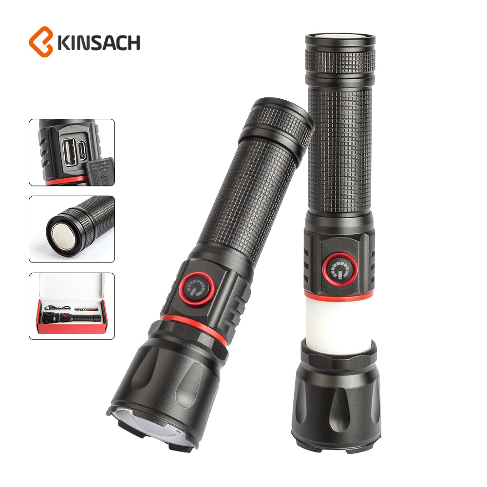 Rechargeable Alloy Flashlights 360 Degree COB Work Light with Strong Magnet