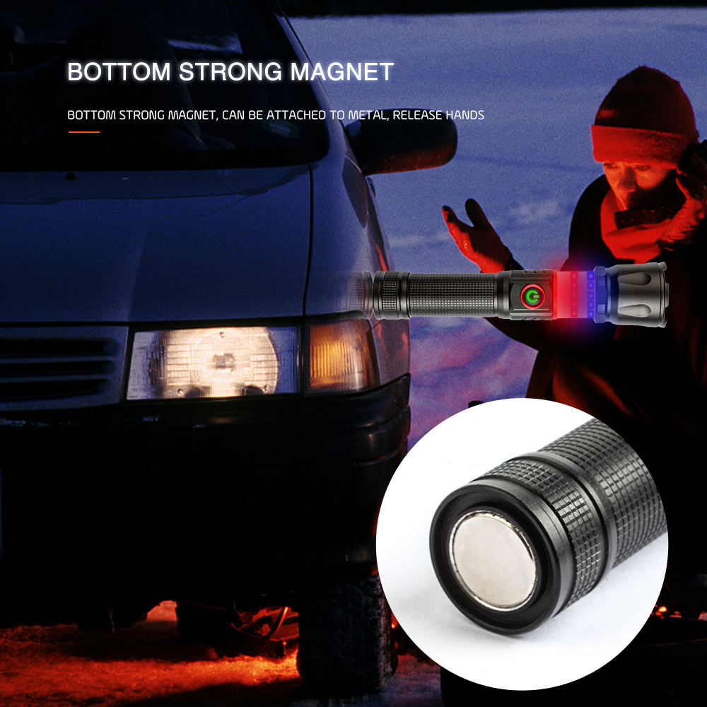 Rechargeable Alloy Flashlights 360 Degree COB Work Light with Strong Magnet