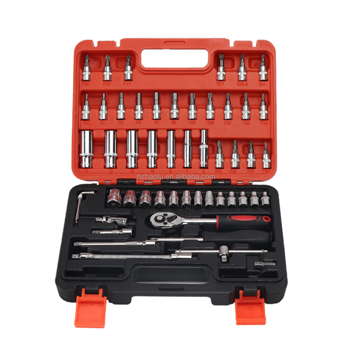 53pcs Heavy Duty Car Ratchet Wrench Socket Set with Plastic Box