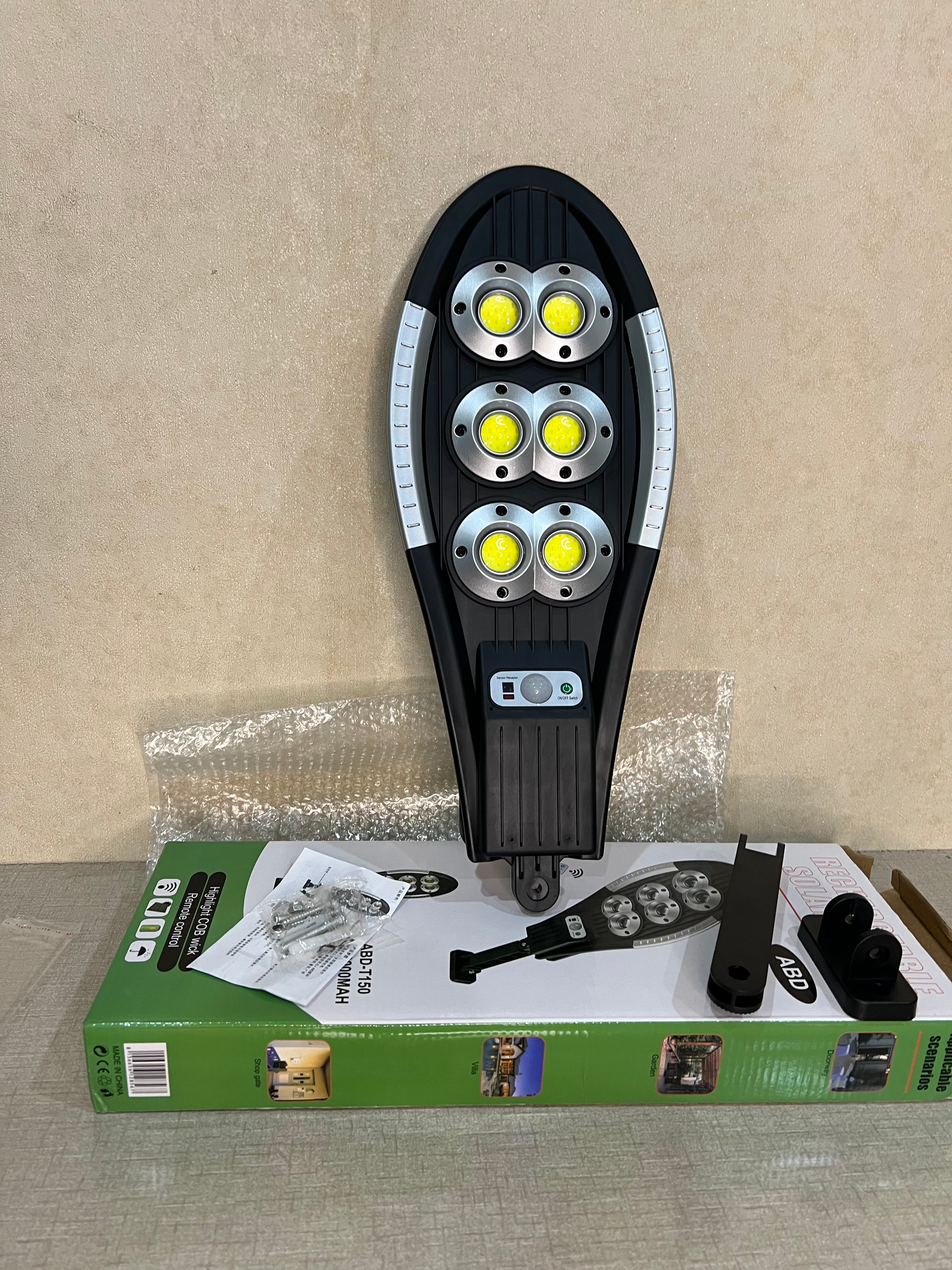 Hanif Trades 6 COBs Powerful Solar Sensor Light with Multifunction and Remote Control || Lots Import