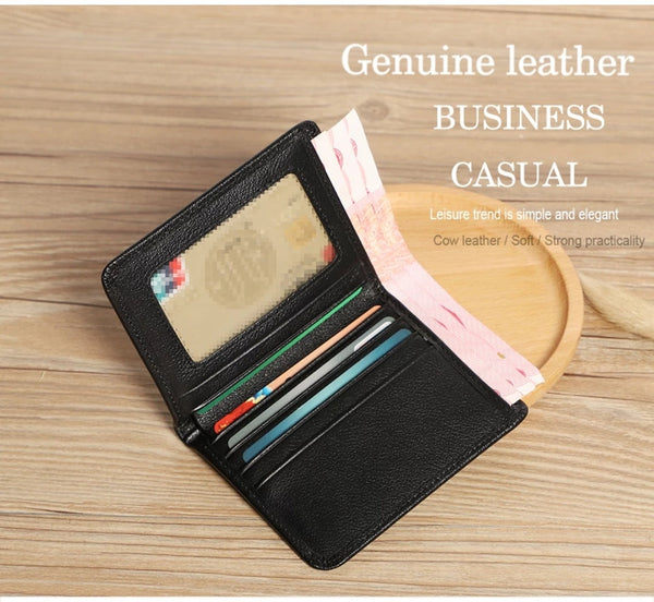 Ultra Slim Genuine Leather Short Wallet Mini Card Holder