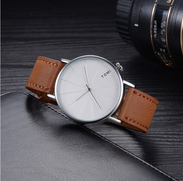 Tomi Brand Slim Luxury Leather Strap Wrist Watch TM100