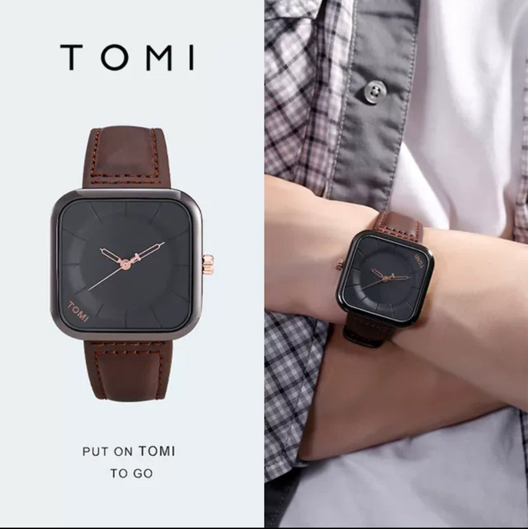 Tomi Brand Slim Luxury Leather Strap Wrist Watch TM106