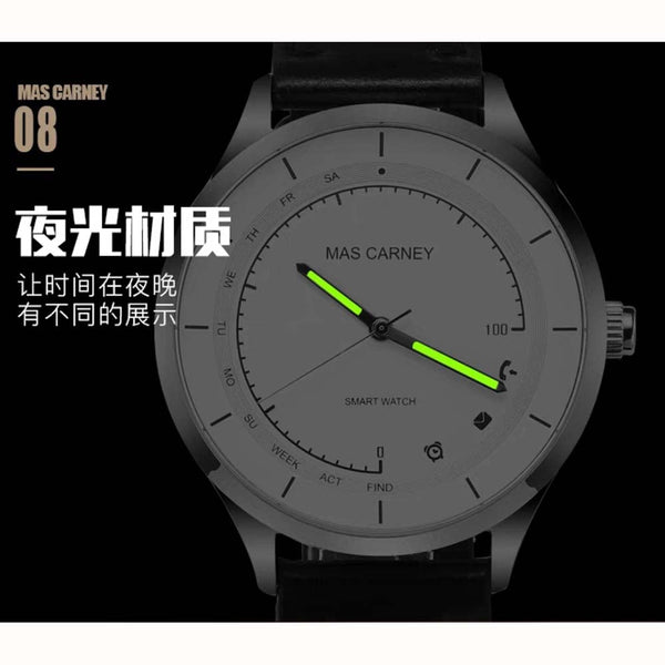 MAS CARNEY Leather Strap Hybrid Smartwatch