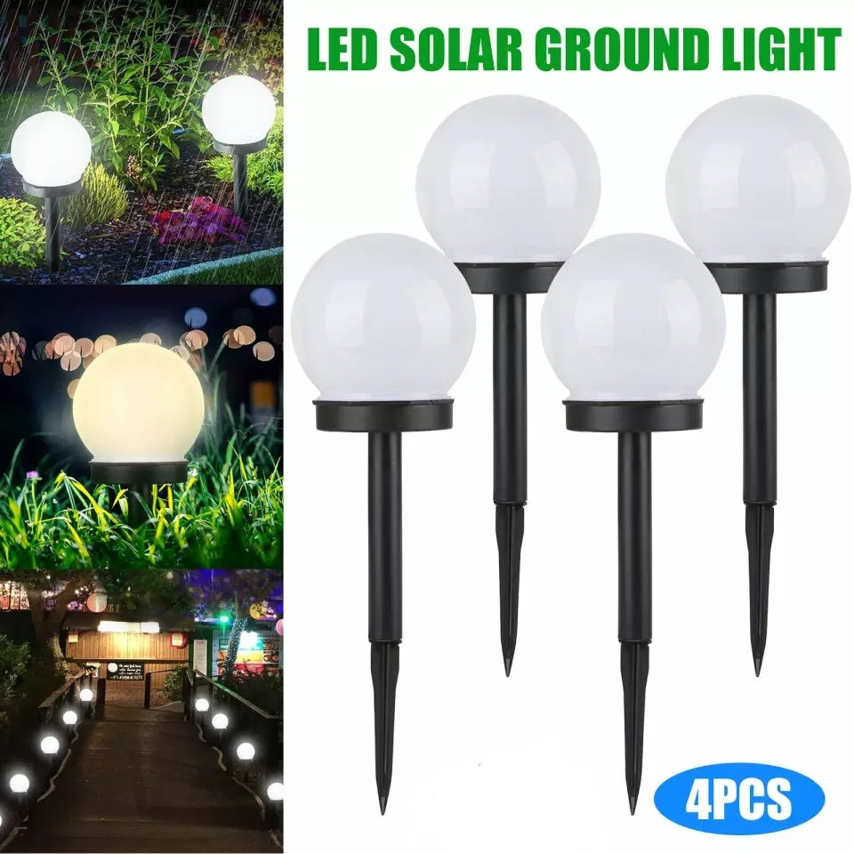 4 Pack Solar LED Ball Garden Light Waterproof for Yard Patio Walkway Landscape In-Ground Spike Pathway Cool White (X18)