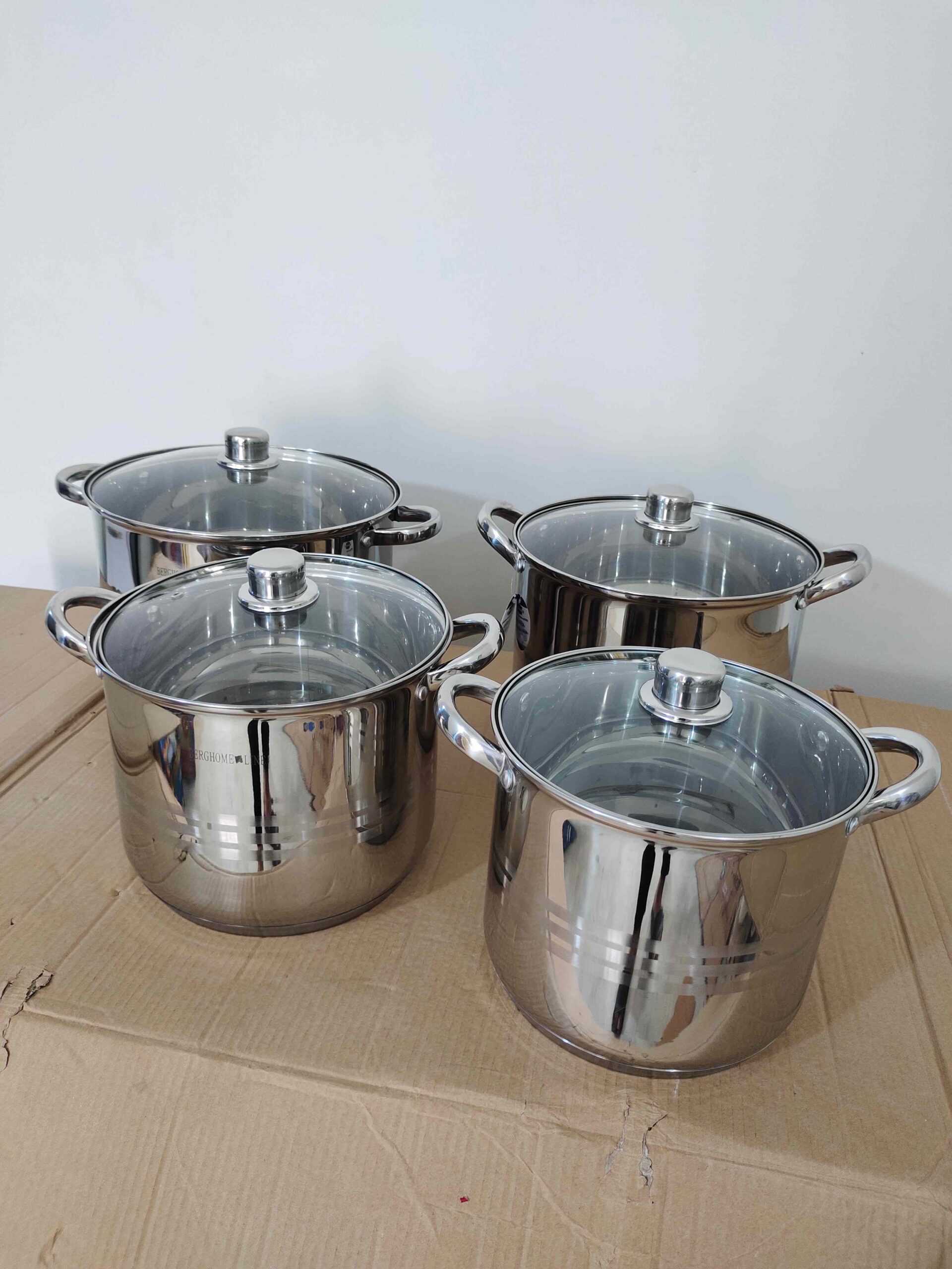 8 Pcs BergeHome Line Cookware Steel 7 Ply Bottom