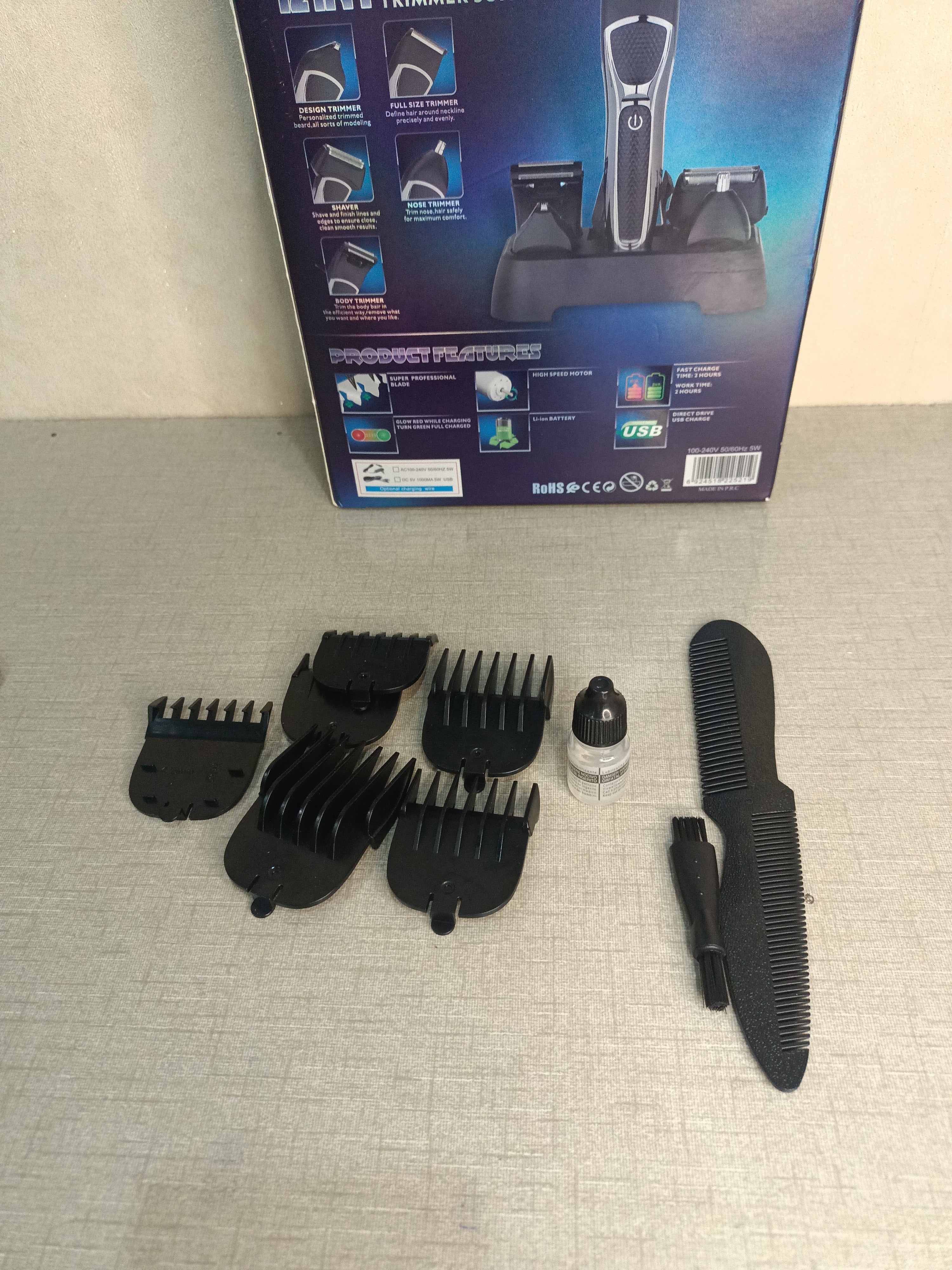 Hanif Trades France Import Shinon 12 in 1 Professional Hair Trimmer || 1 Year Warrenty