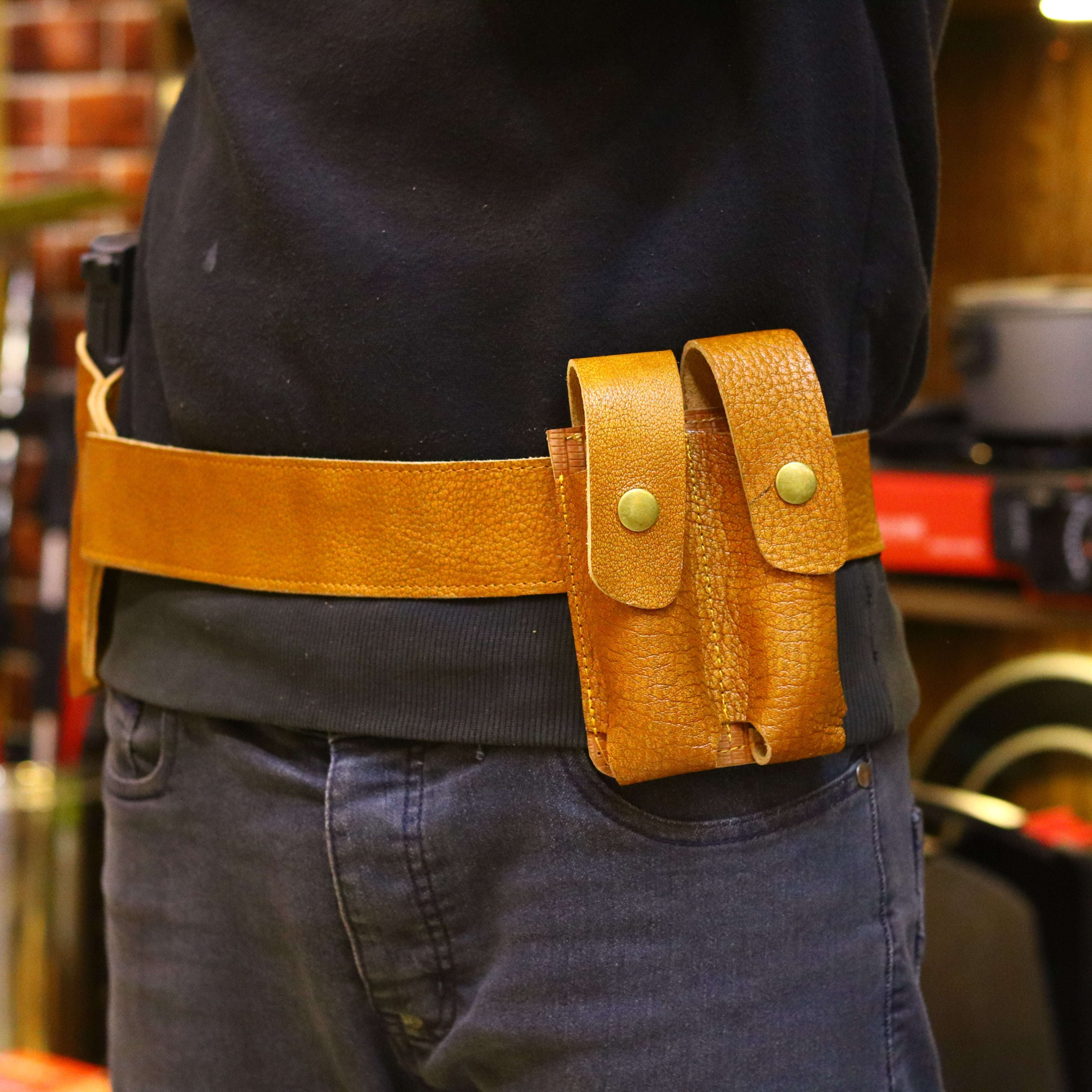 Belly band holster Textured Leather Brown