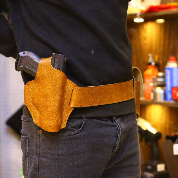 Belly band holster Textured Leather Brown