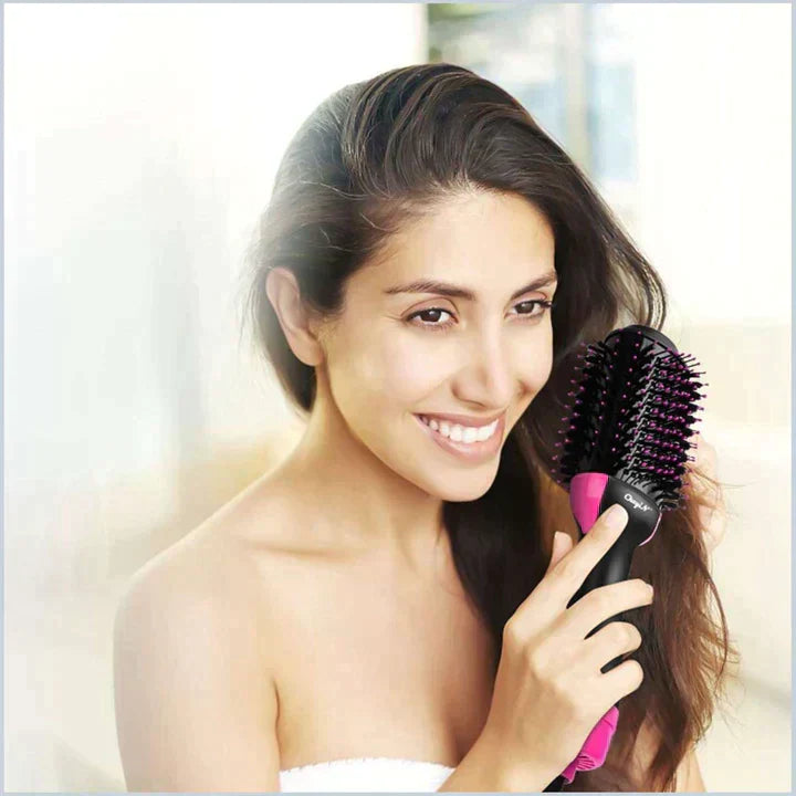 Hanif Trades 3-In-1 Electric One Step Hair Straightening Brush One Step Hot Air Brush Dryer + Styler