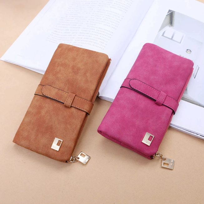 Retro Matte New Nubuck Leather Women Zipper Wallet