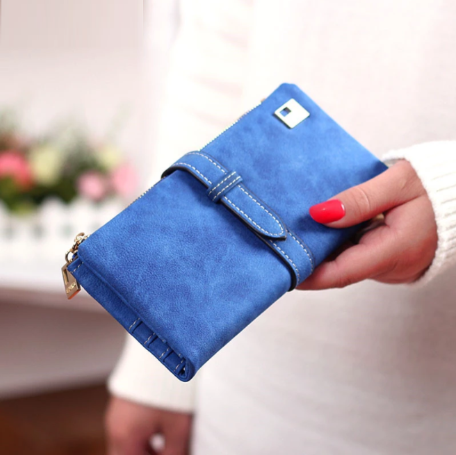 Retro Matte New Nubuck Leather Women Zipper Wallet