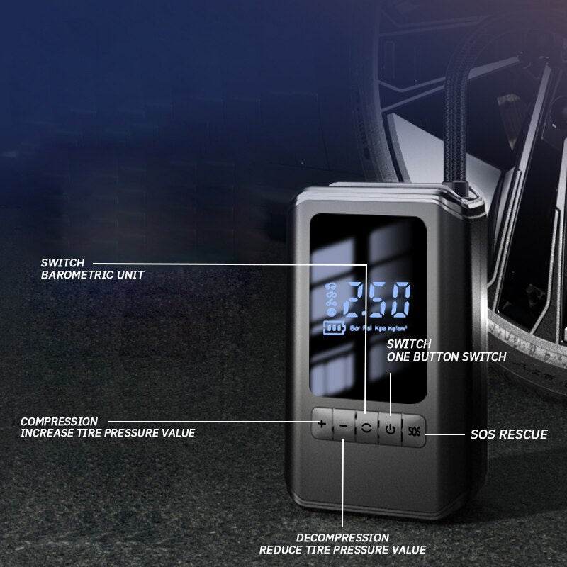 Inflatable Portable Tire Pump with Digital Display