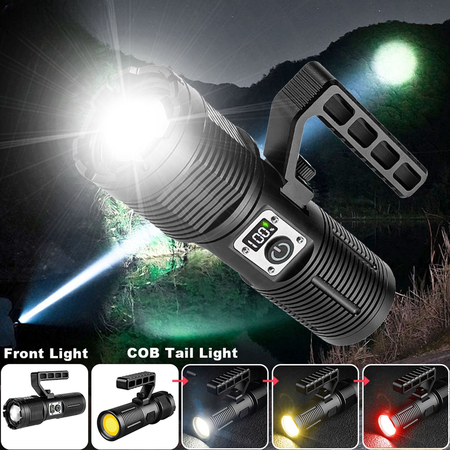 Led Flashlight with COB Tail Light