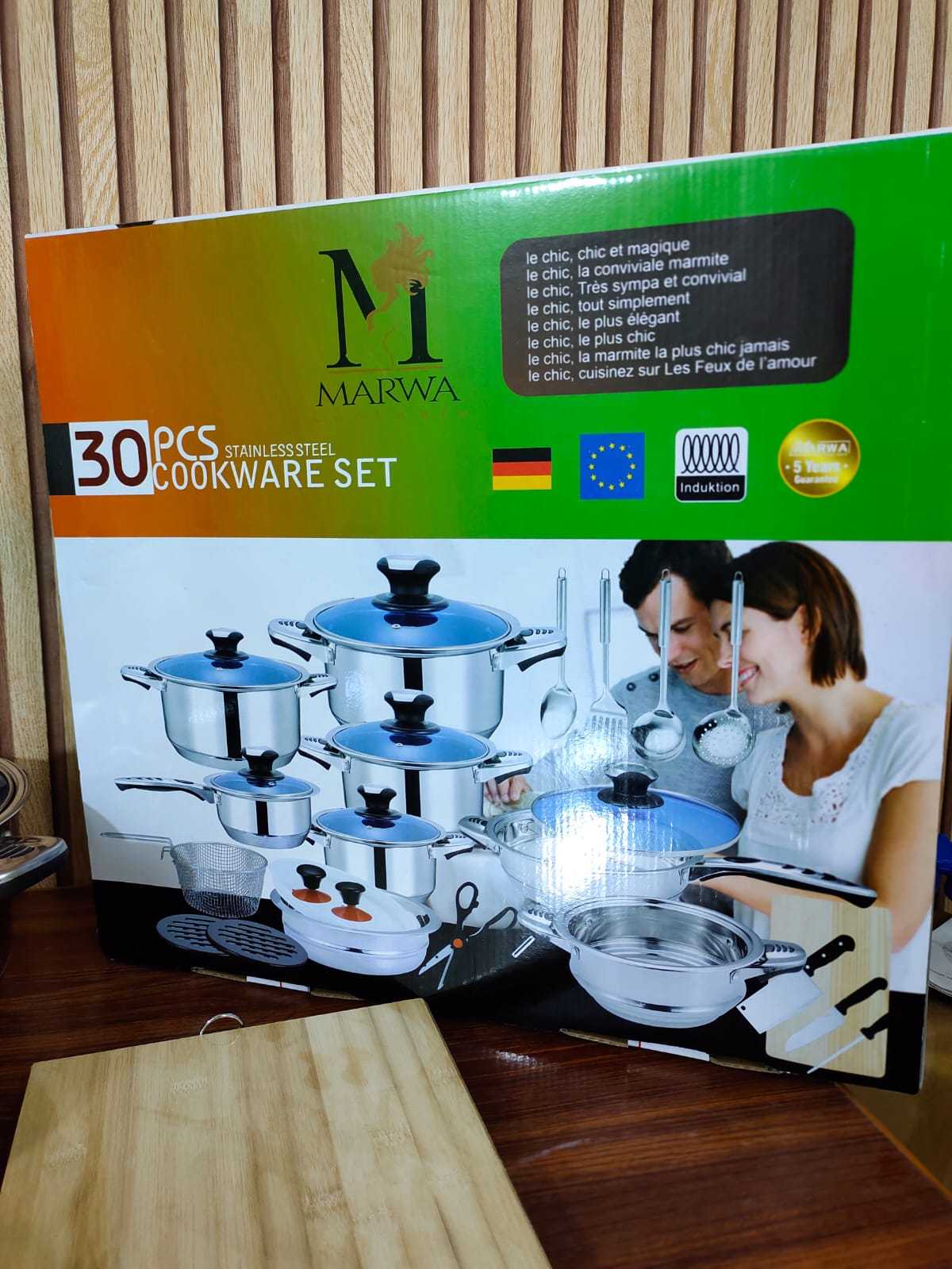 30 Pcs Cookware Set 5 Ply Induction Base