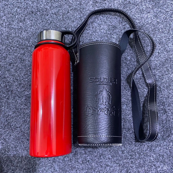 Vacuum Bottle With Leather Cover