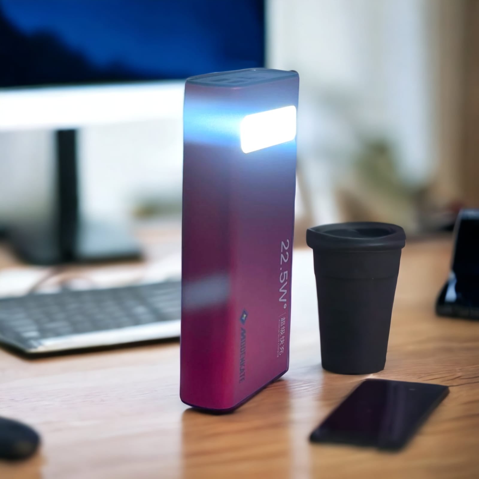 20000mAh Fast Charging Power Bank with LED Light and 2 USB A Ports plus 3 Connectors