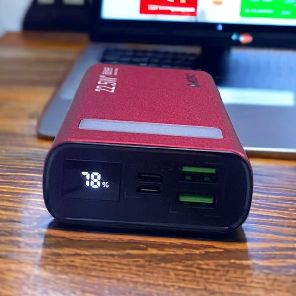 20000mAh Fast Charging Power Bank with LED Light and 2 USB A Ports plus 3 Connectors