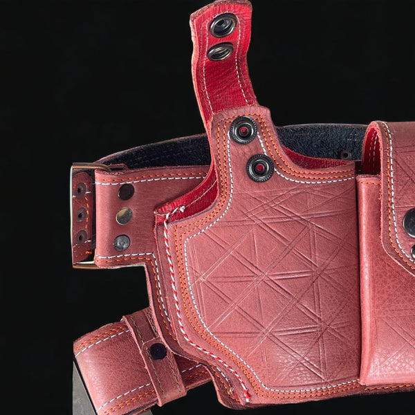 9MM Leather Belt Holster with Two Magazine Holders