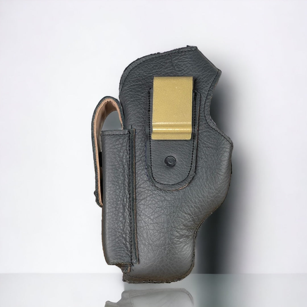 Genuine Leather Belt Holster with Built in Mag Pouch