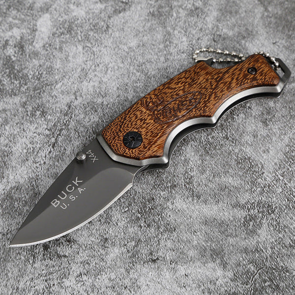 X44 Buck Folding Black Blade Knife