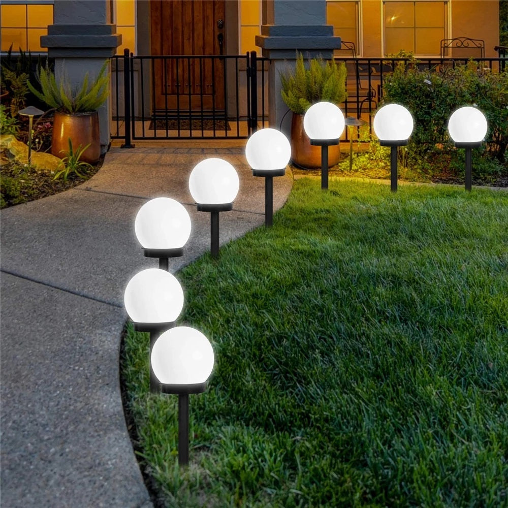 4 Pack Solar LED Ball Garden Light Waterproof for Yard Patio Walkway Landscape In-Ground Spike Pathway Cool White (X18)